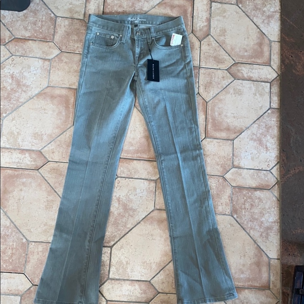 🆕 $340 Ralph Lauren Gray Trouser Jeans 26 Bootcut Y2K Low Rise
